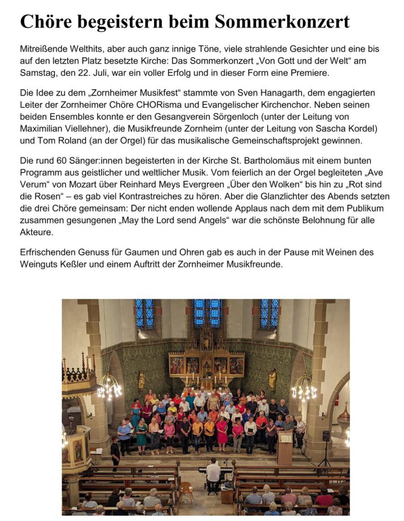 Sommerkonzert 2024 mit Amensingers